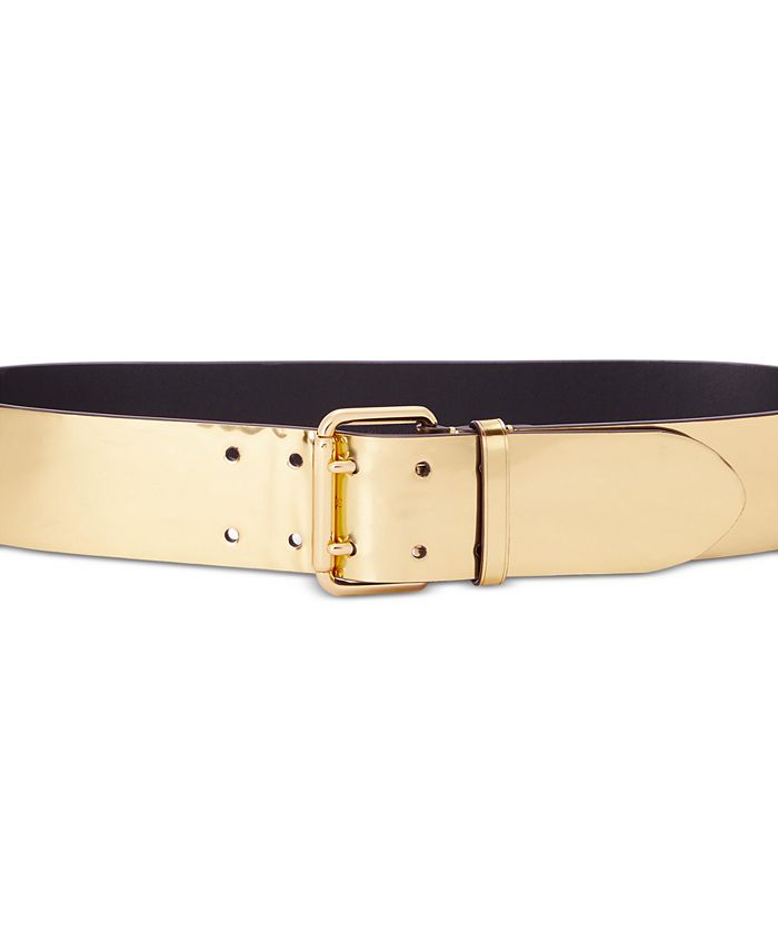 Lauren Ralph Lauren Metallic Leather Double-Prong Belt - Macy's