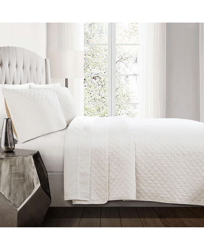 Lush Décor Ava Diamond Oversized Cotton 3 Piece Quilt Set, Full/Queen