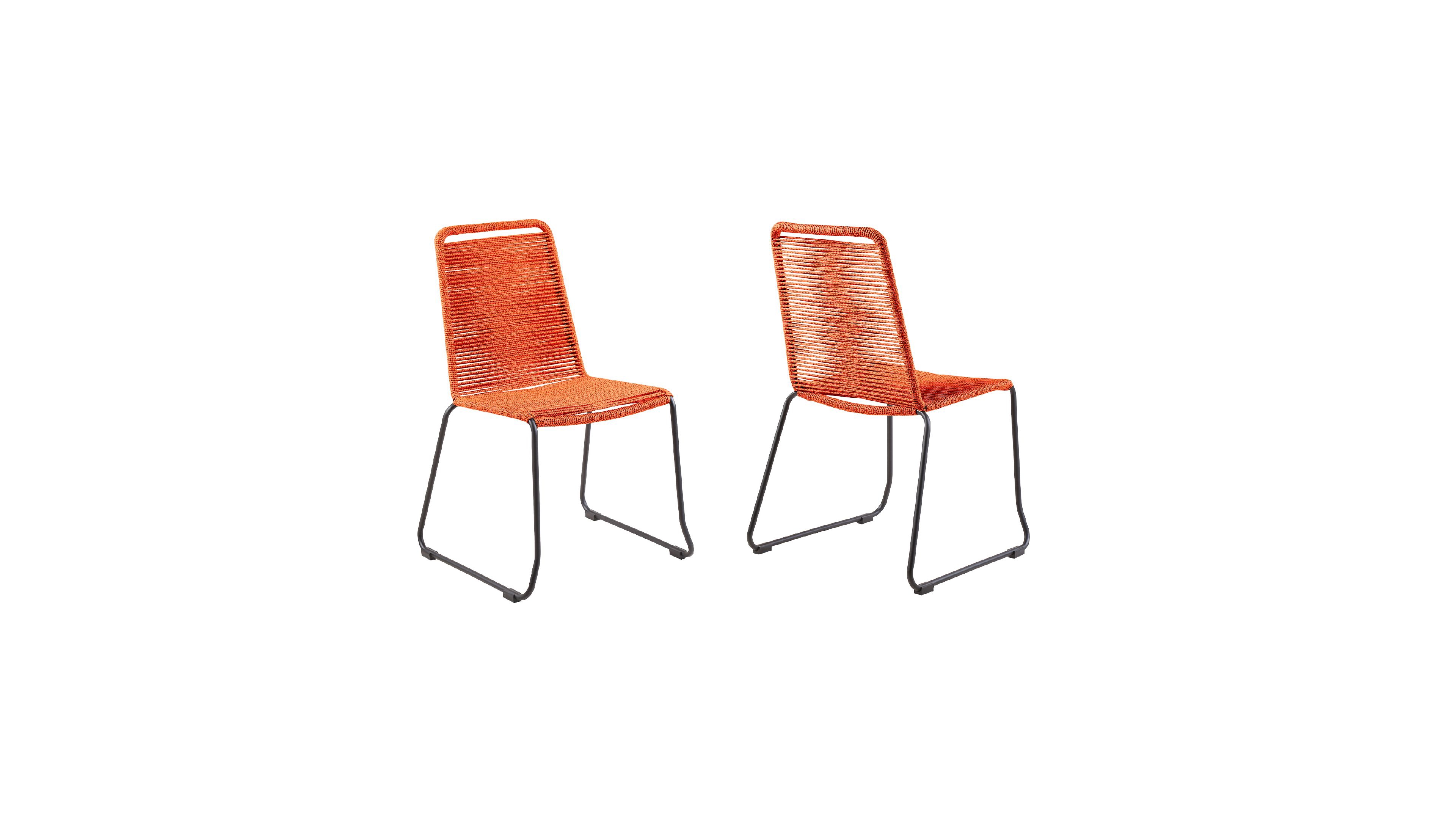 Shasta Outdoor Metal and Rope Stackable Dining Chair, Set of 2