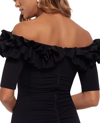 XSCAPE Ruffled Off-the-Shoulder Gown - Macy's