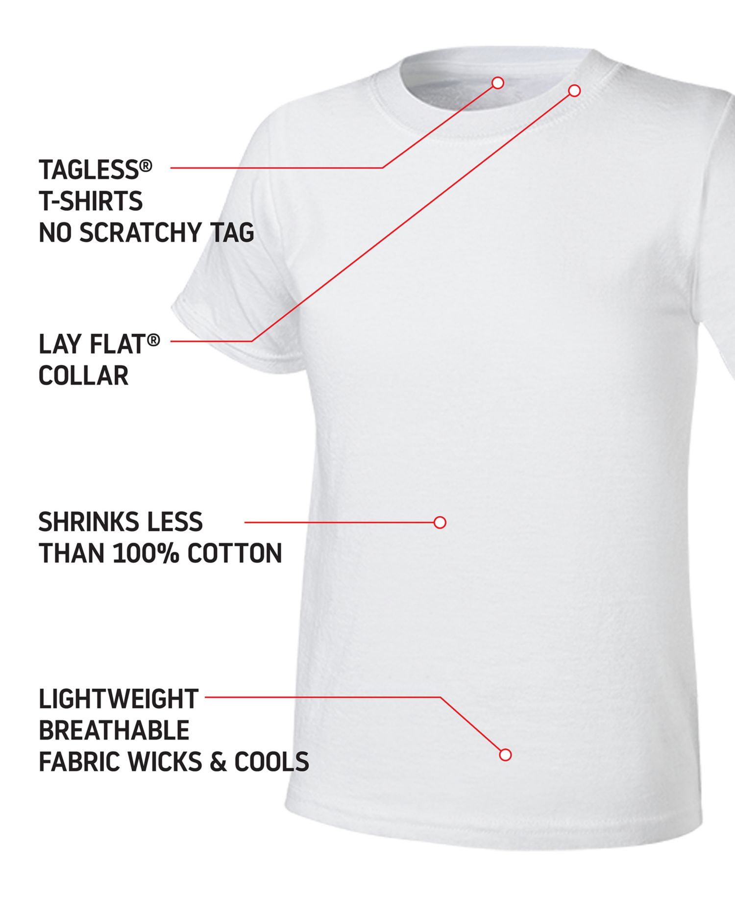 Big Boys Ultimate Cotton Blend Crew Undershirt, Pack of 5