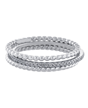 GIANI BERNINI CUBIC ZIRCONIA AND TWISTED BAND BEADED STACKABLE RING TRIOS IN GOLD OVER STERLING SILVER