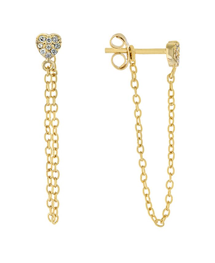 Giani Bernini Cubic Zirconia Front Back Post Chain Earrings in Gold ...