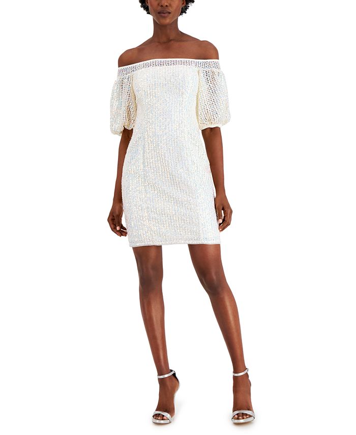 Aidan mattox embellished off the shoulder gown top