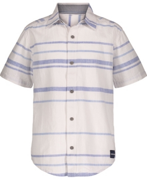 Calvin Klein Big Boys Striped Slub Short Sleeve Shirt