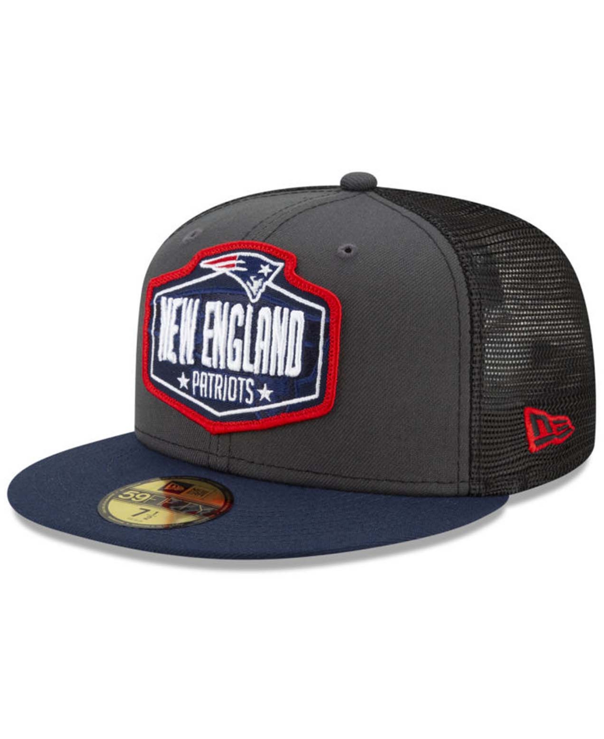 Shop New Era New England Patriots 2021 Draft 59fifty Cap In Graphite,black,navy