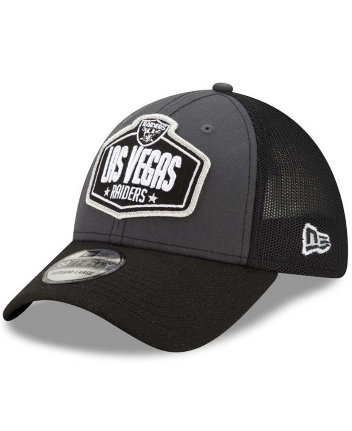 Shop New Era Las Vegas Raiders 2021 Draft 39thirty Cap In Graphite,black,black