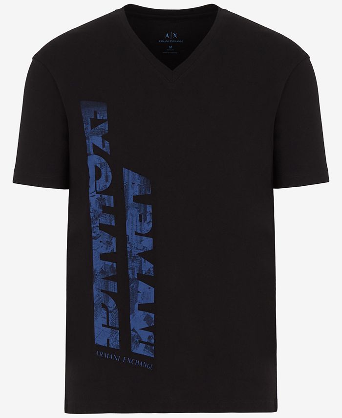 A|X Armani Exchange Men's Vertical-Logo V-Neck T-Shirt & Reviews - T ...