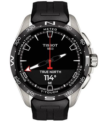 Tissot - Men's Swiss T-Touch Connect Solar Black Rubber Strap Smart Watch 48mm