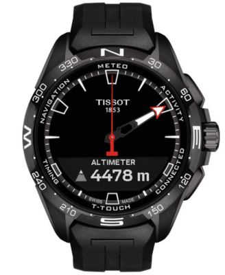 Men's Swiss T-Touch Connect Solar Black Rubber Strap Smart Watch 48mm