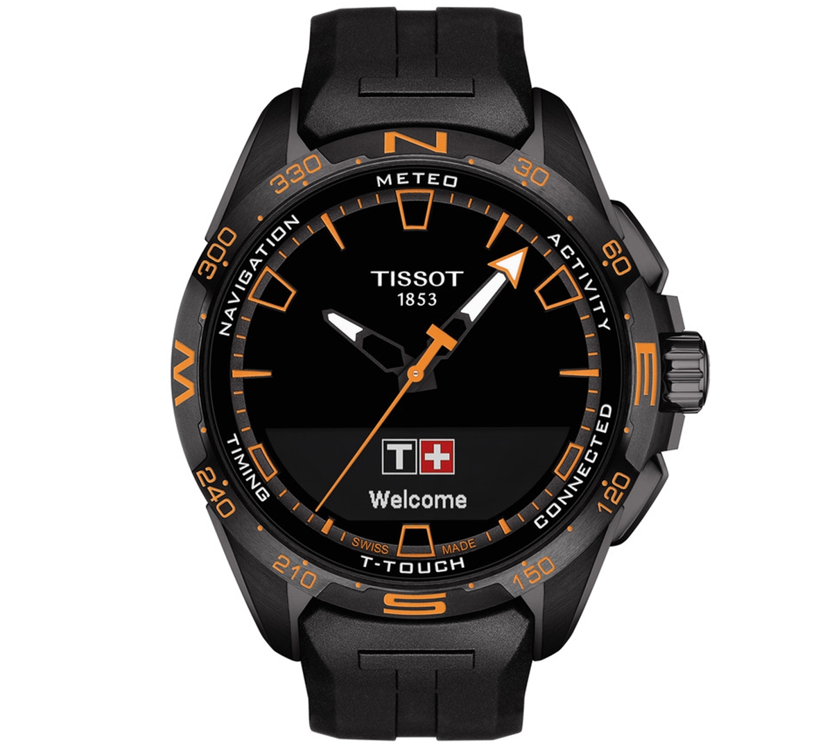 Men's Swiss T-Touch Connect Solar Black Rubber Strap Smart Watch 48mm - Black