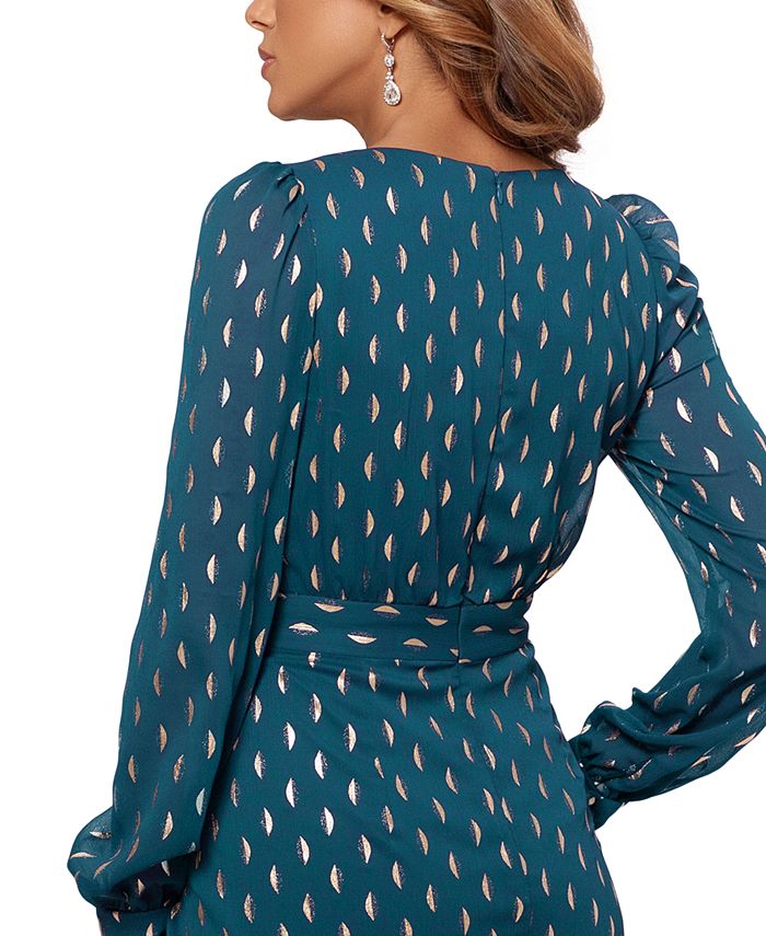 betsy and adam pleated gown