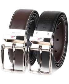 Men's Reversible Textured Feather-Edge Logo Belt, Created for Macy's 