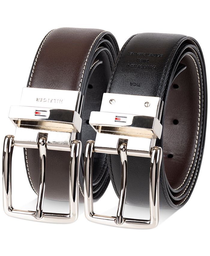 Tommy Hilfiger Men's Reversible Textured Feather-Edge Logo Belt, Created Macy's & Reviews - All Accessories - - Macy's