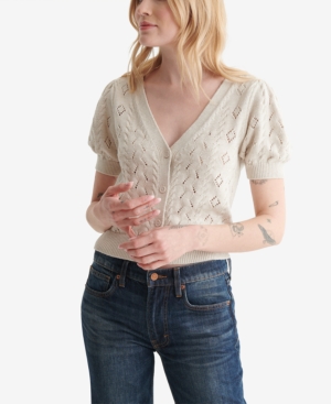 Women's Cropped Short Sleeve V-Neck Cardigan