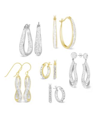 Essentials Now This Crystal Hoop Earring Collection In Silver Plate Gold Plate Or Rose Gold Plate