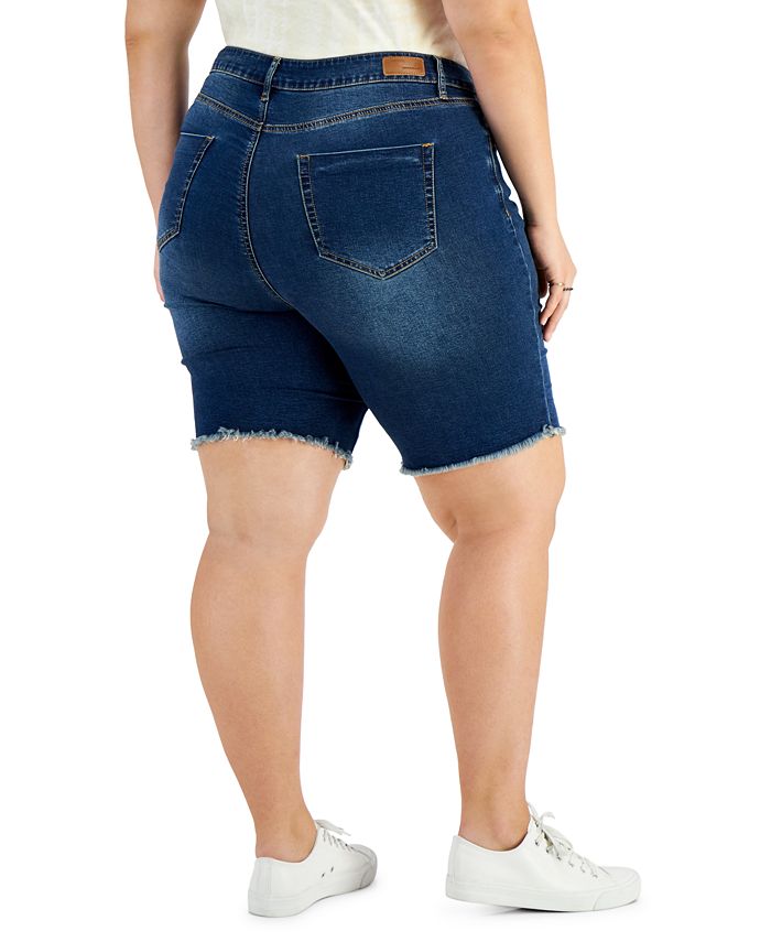 Dollhouse Trendy Plus Size Exposed Button Bermuda Jean Shorts Macy's