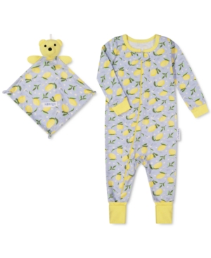 Max & Olivia Baby Girls Lemon-Print Coverall & Blankie Baby Set