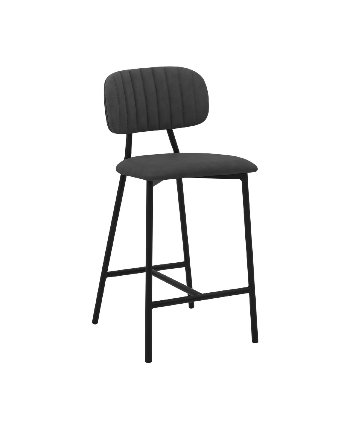 Armen Living Rococo Faux Leather And Metal Counter Height Bar Stool In Gray