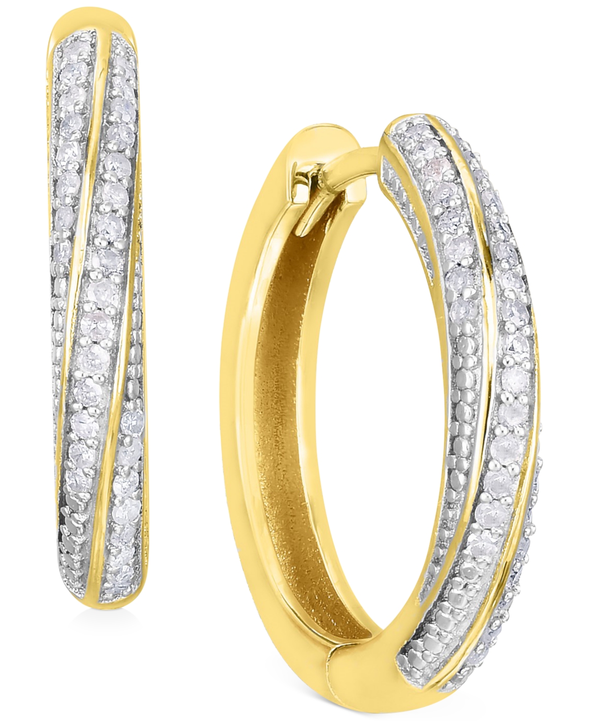 Macy's Diamond Twist Hoop Earrings (1/4 Ct. T.w.) In Sterling Silver, 14k Gold-plated Sterling Silver Or 14
