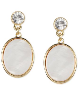 Gold-Tone Shell & Crystal Drop Earrings, Created for Macy's