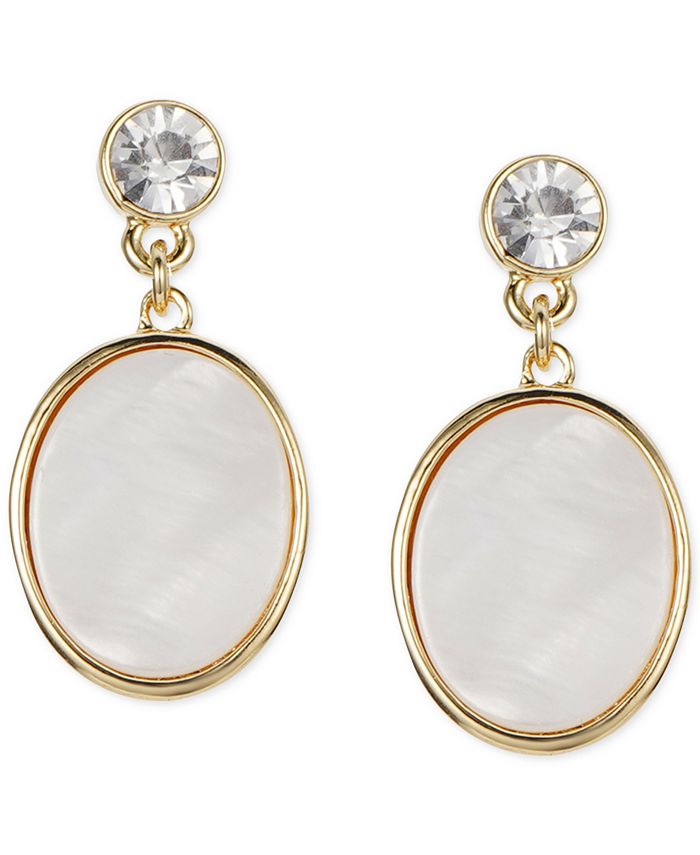 Gold-Tone Shell & Crystal Drop Earrings, Created for Macy's