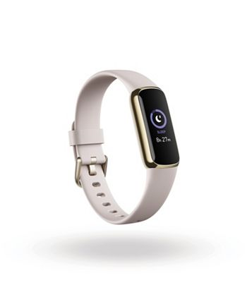 Fitbit Luxe Fitness Tracker in Soft Gold with Lunar White Wrist 