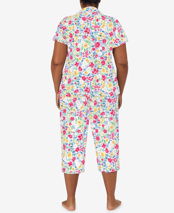 Lauren Ralph Lauren Plus Size Printed Knit Capri Pants Pajama Set - Macy's