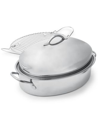 Martha Stewart Collection - Stainless Steel 8-Qt. Covered Oval Roaster with Rack