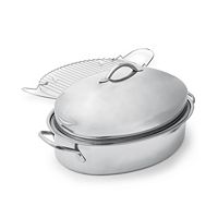 Martha Stewart Collection Stainless Steel 8-Qt. Covered Oval Roaster with Rack