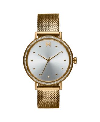 MVMT - Women's Crystal Dot Gold-Tone Mesh Bracelet Watch 36mm