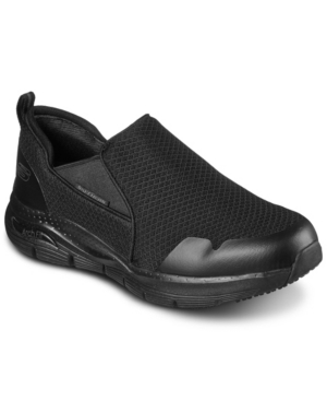Skechers Men's Work: Arch Fit Slip Resistant Slip-on Work Sneakers From Finish Line In Blk-black