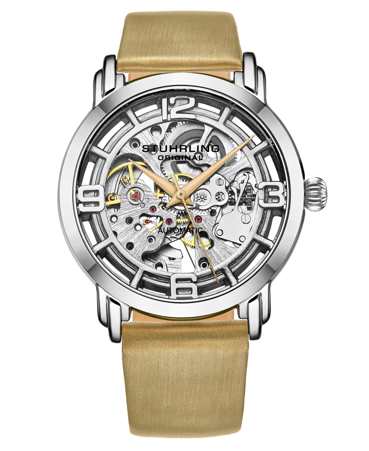 Women's Automatic Beige Genuine Leather Strap Watch 40mm - White