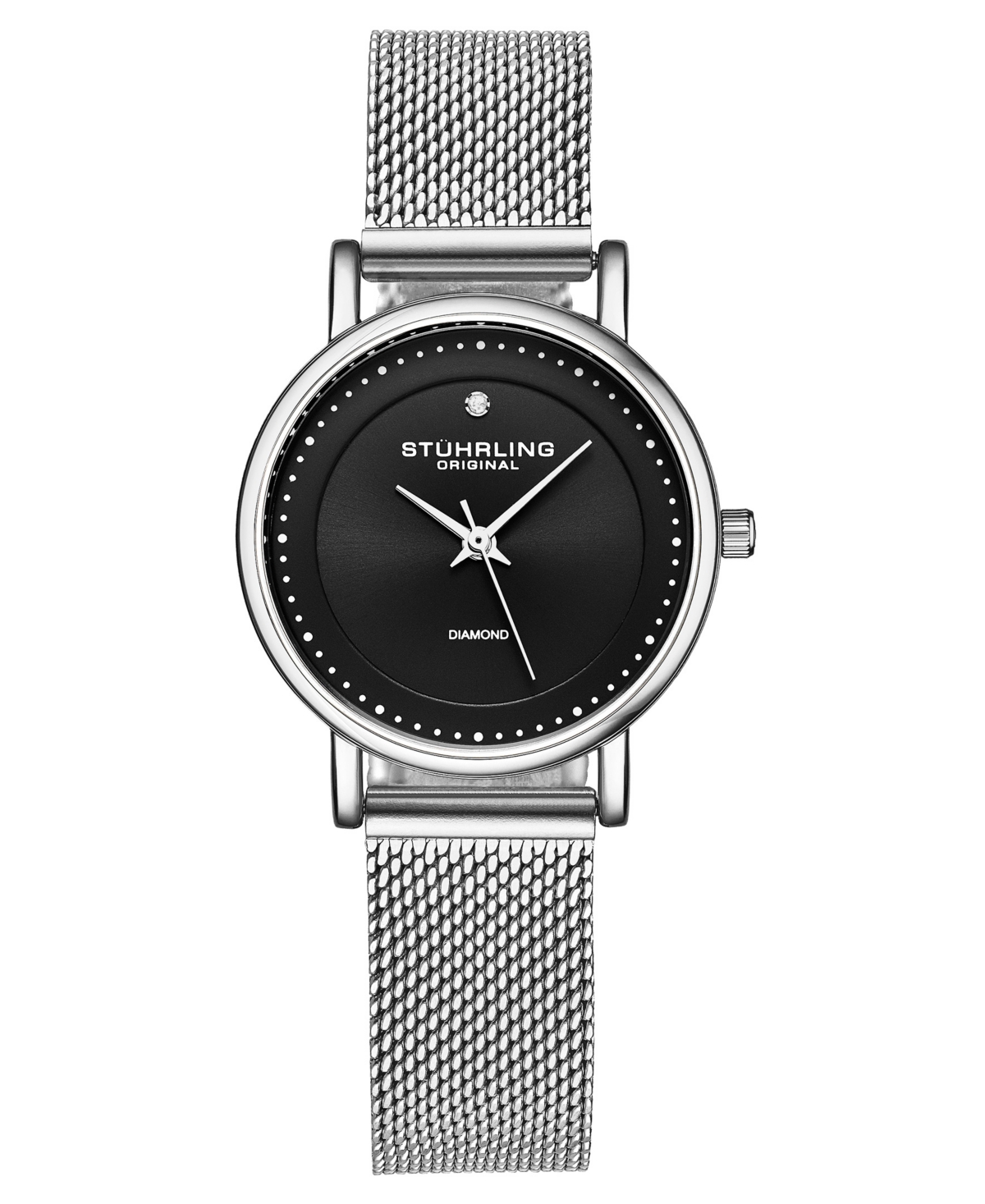 Women's Quartz Silver-Tone Mesh Bracelet Watch 29mm - Black