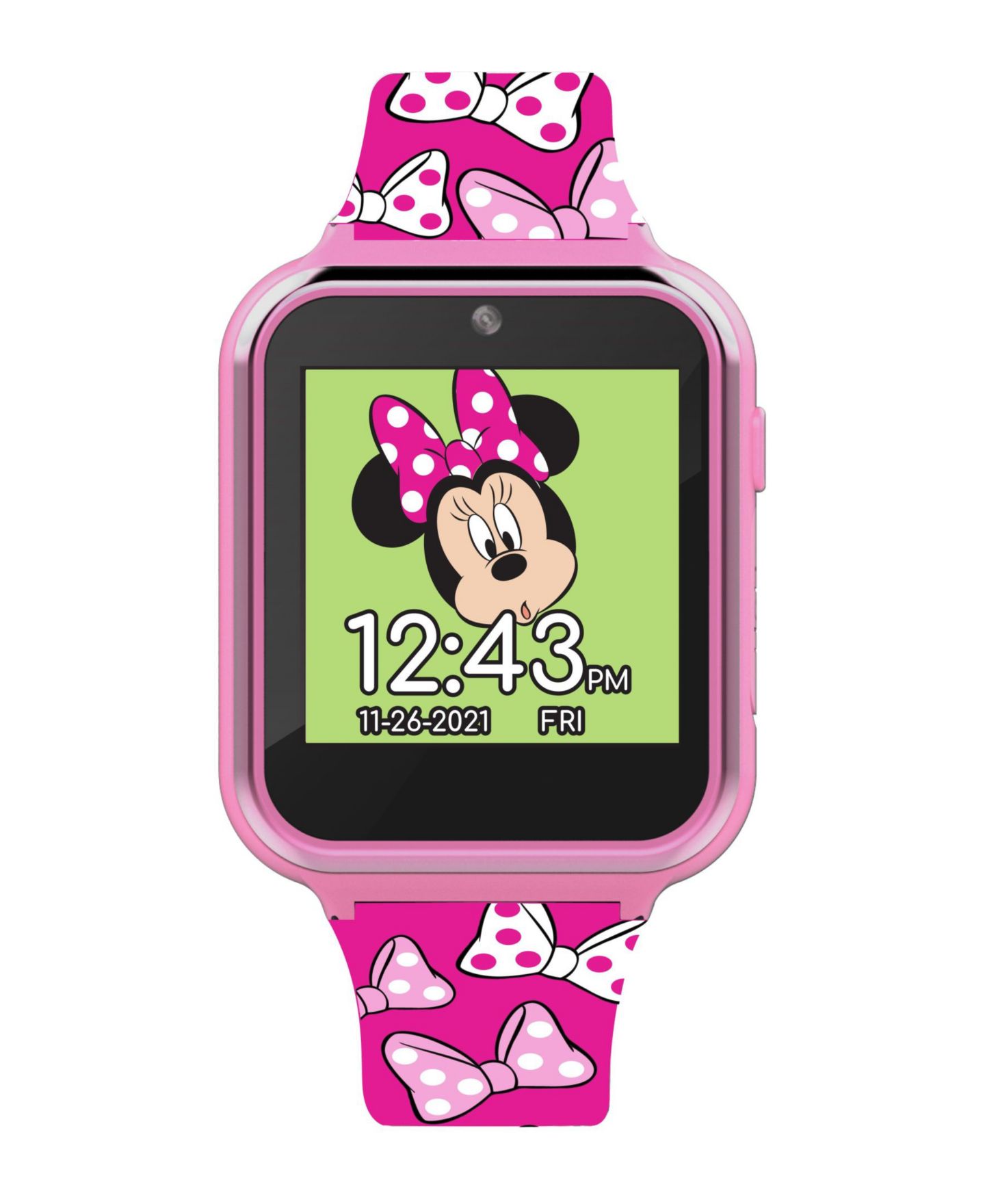 Детские смарт-часы Accutime Minnie Mouse с сенсорным экраном, розовый силиконовый ремешок — фото 2