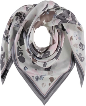 V Fraas Women's Graphic Floral Square Scarf In White