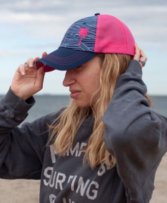 Women's Adjustable Snap Back Mesh Palm Tree Trucker Hat