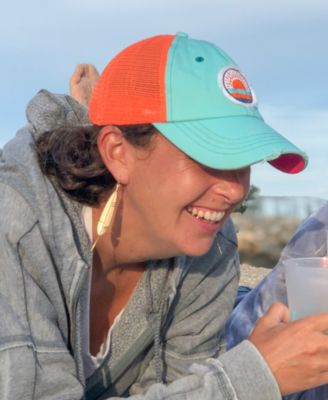 Salty Lady Women's Adjustable Snap Back Mesh Aqua with Sun Patch Trucker Hat