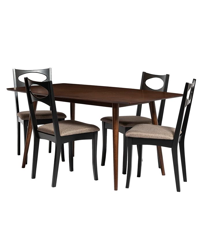 Walker Edison Mid Century Modern Dining Table with Upholstered Dining