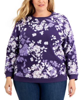 Plus Size Floral-Print Sweatshirt, Created for Macy's
