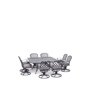 Furniture Vintage Ii Outdoor 9-pc. Dining Set (64" Square Dining Table & 8 Swivel Rockers), With Outdura Cushi In Remy Graphite