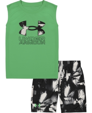 Little Boys Rattleaid Sleeveless Logo Tee and Shorts Set