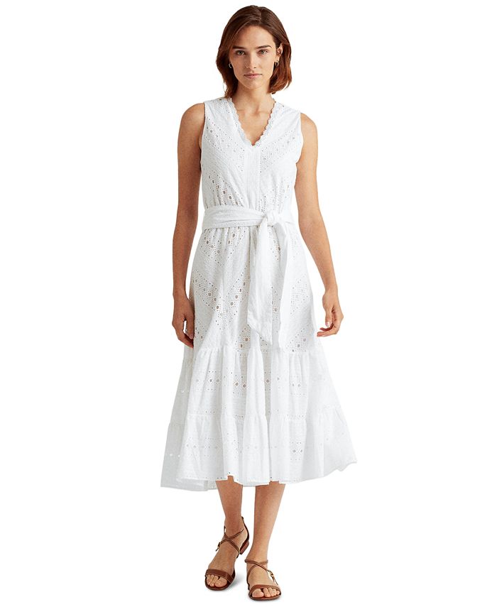 Lauren Ralph Lauren Sleeveless V-Neck Dress - Macy's