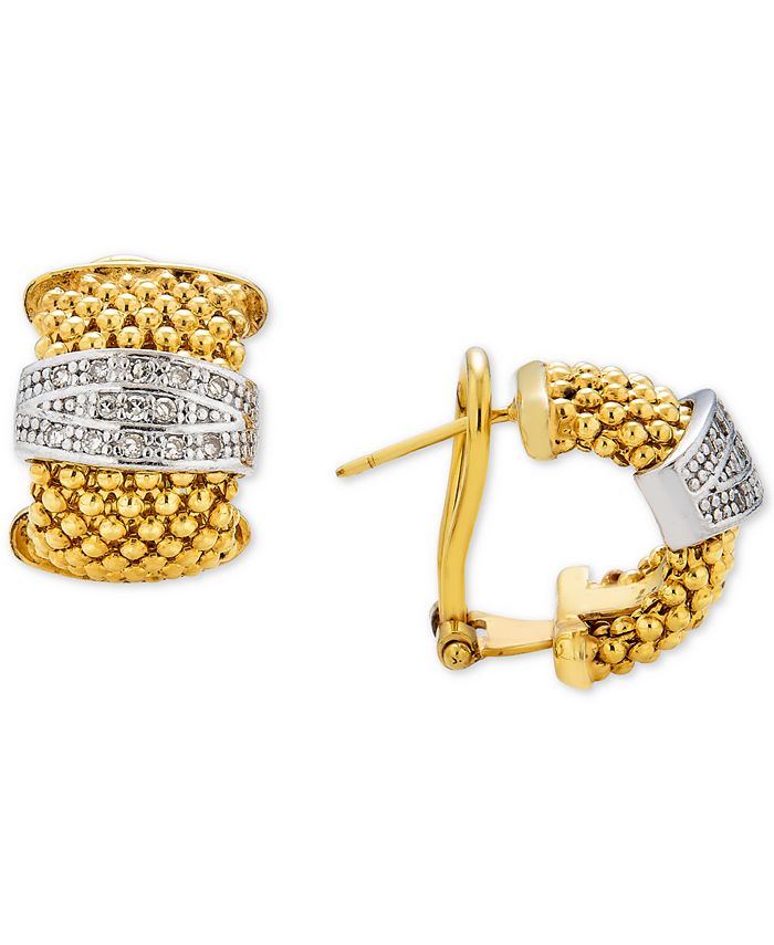 Macy's Diamond Mesh Link Huggie Hoop Earrings (1/4 ct. t.w.) in Gold