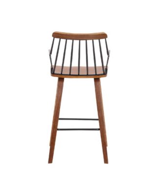 Micah Walnut and Metal Modern Counter Height Bar Stool