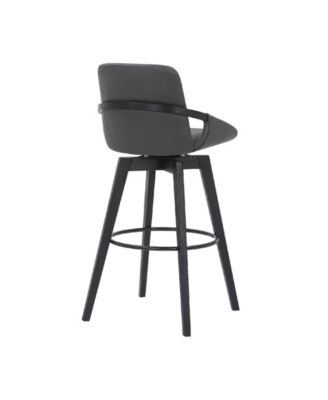 Baylor Swivel Wood Bar or Counter Stool in Faux Leather