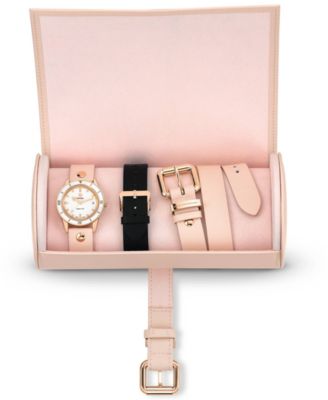 Women's Swiss Automatic Captain Cook Diamond (1/20 ct. t.w.) Pink Leather Wrap Strap Watch 37mm