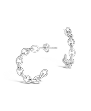 Shop Sterling Forever Women's Delicate Chain Silver Plated Hoop Earrings In Silver-tone