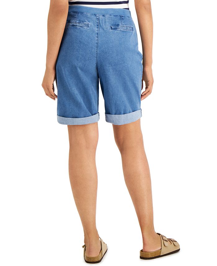 Karen Scott Cuffed Pull-On Denim Shorts, Created for Macy's - Macy's
