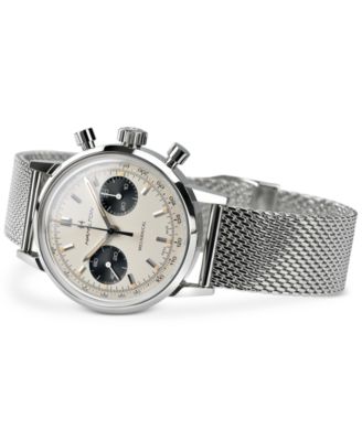 Men's Swiss Intra-Matic Chronograph H Stainless Steel Mesh Bracelet Watch 40mm